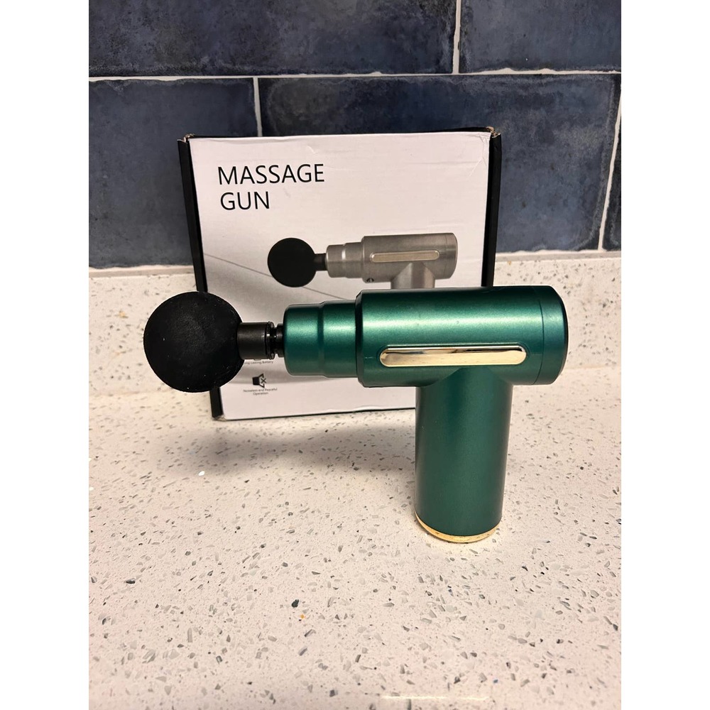 Small massage, gun, small, but mighty works as well as the big bulky handheld